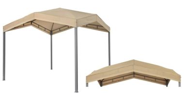 Pavillion + ein Dach MARABO - taupe - 305x305 cm