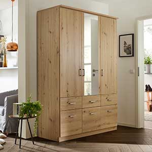 Schrankserie Eiche-Champagner-Grau metallic
