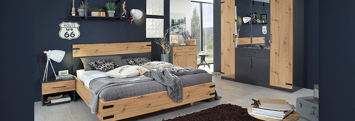 Schlafzimmer Eiche Artisan graumetallic Schlafzimmerprogramme