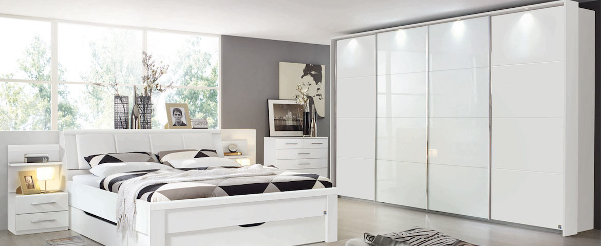 Schwebetürenschrank weiß hochglanz