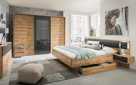 Schlafzimmer Planken Eiche-graphit